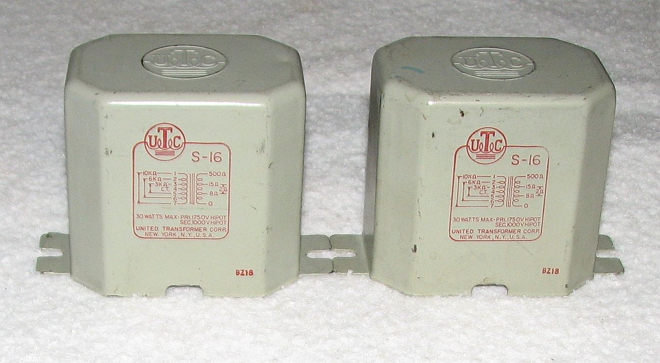 Two 2 UTC s 16 30 Watt Output Transformers