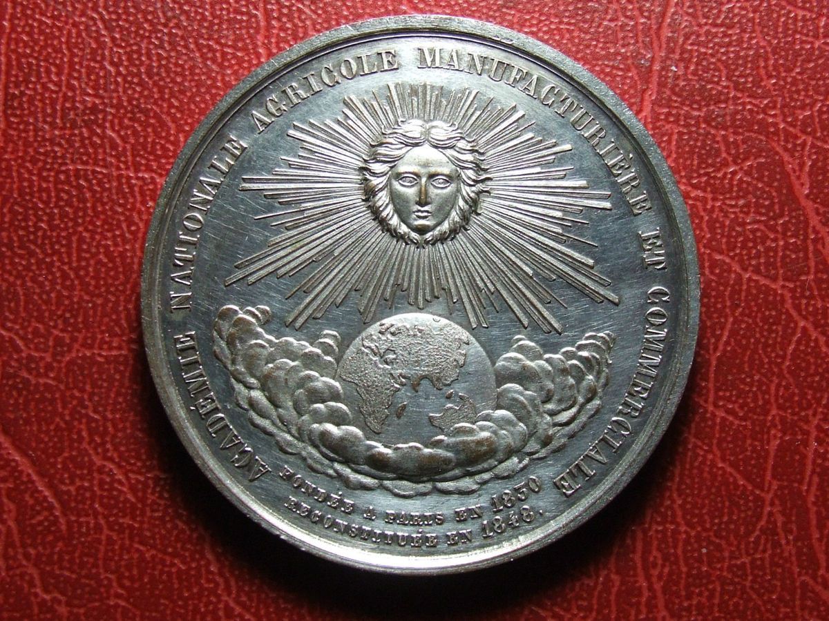 Art Nouveau France Académie Nationale Agricole 1848 Silver PL Medal 