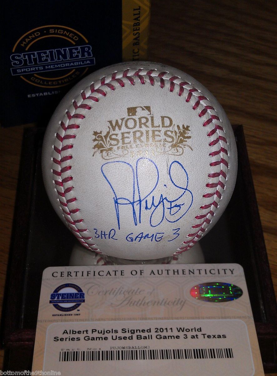 Albert Pujols GAME USED Autographed Game 3, 2011 World Series Baseball 