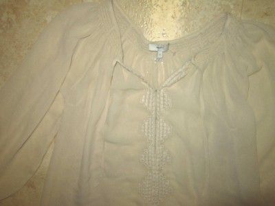 Joie Aldridge Embroidered Peasant Blouse Sz XS White Cream $290 Silk 