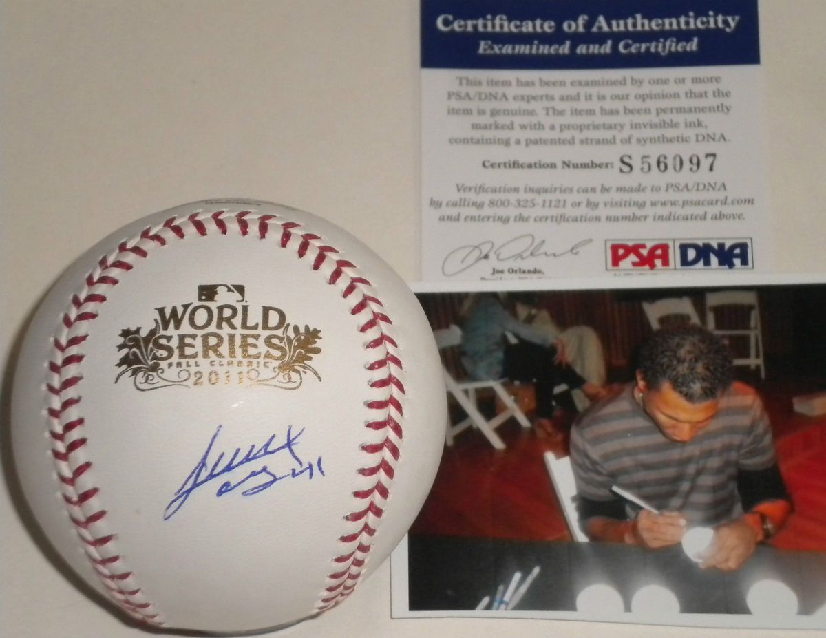 Alexi Ogando Texas Rangers PSA DNA COA Signed 2011 World Series 