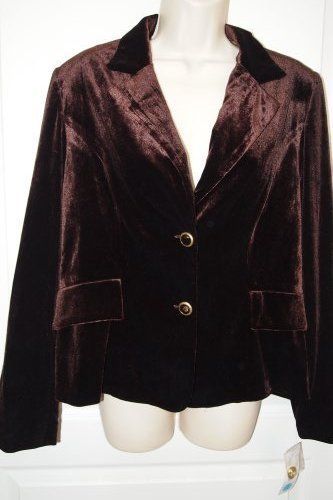 Alyn Paige Chocolate Brown Velour Blazer Jacket Lined 16