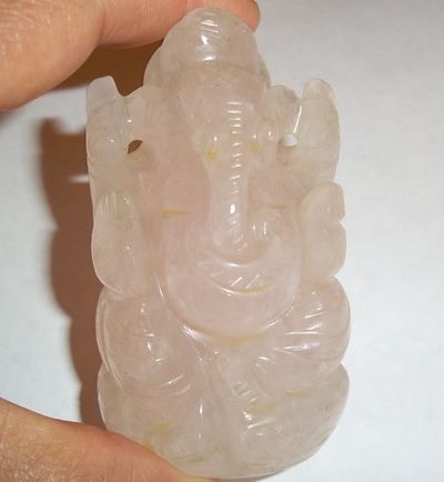 Rose Quartz Ganesh Elephant God Healing Crystal Energy