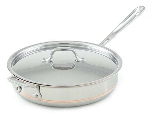 NEW All Clad Copper Core 3 Quart qt Saute Pan w/ Lid Stainless Steel 