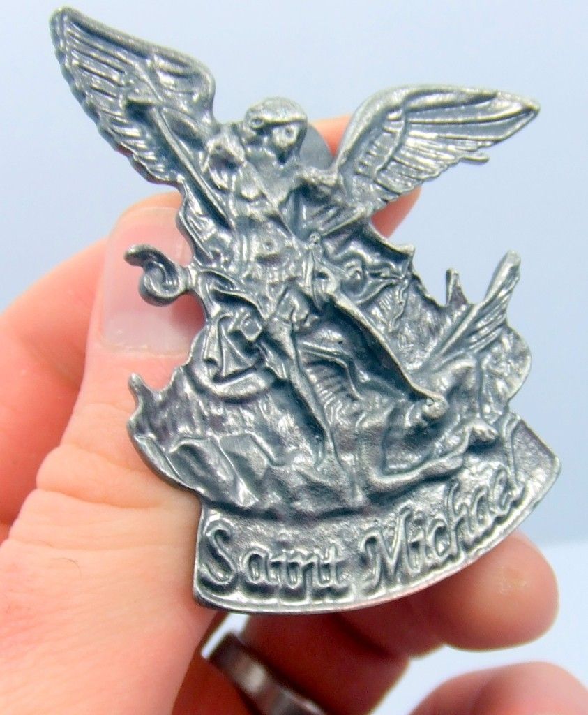 Police Patron St Michael Car Auto Visor Clip Pewter Protection Saint 