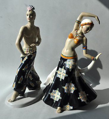 1925 ceramic figures C.I.A. Manna Torino in Lenci style ITALY