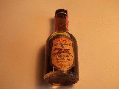   Miniature Bottles American Whiskey Wights Maryland Rye Whiskey