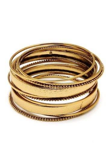 Amrita Singh Sima Bangle Set 11pc. 8 GOLDTONE Brass NWT