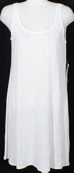 Eileen Fisher White Linen Jersey Knit Tank Dress PM