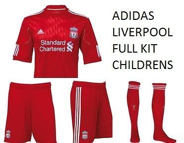 BOYS ADIDAS LIVERPOOL FULL HOME KIT SHIRT SHORTS+SOCKS FOOTBALL SOCCER 