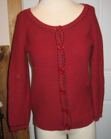 Ann Taylor Loft Red Button Down Cardigan M