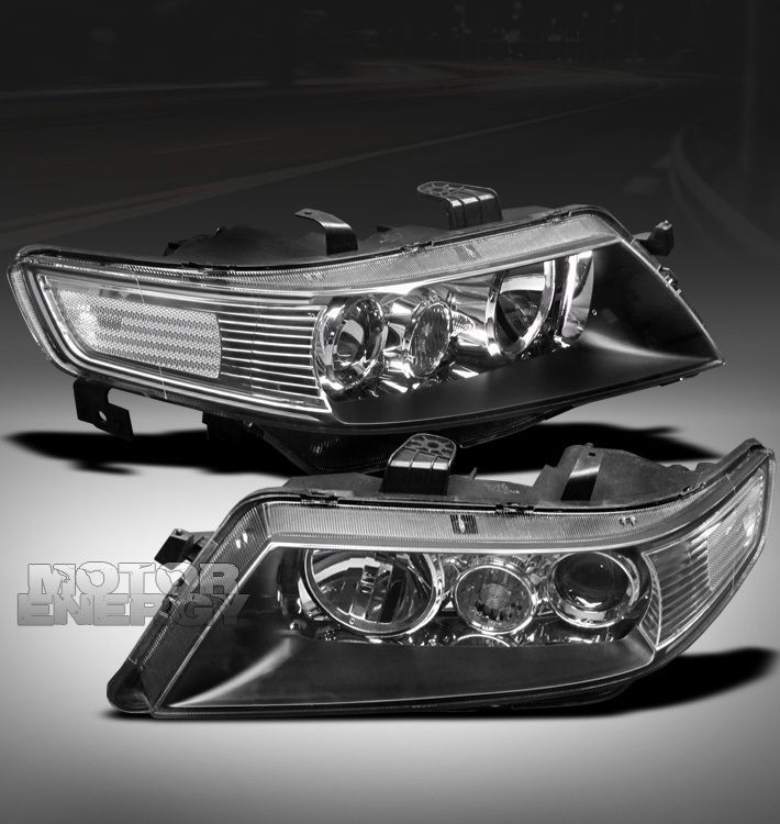 04 05 ACURA TSX PROJECTOR HEADLIGHT LAMP JDM BLACK CHROME HOUSING LEFT 