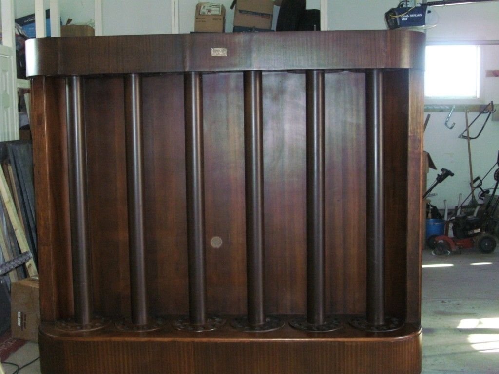 Antique Brunswick Anniversary Pool Cue Cabinet