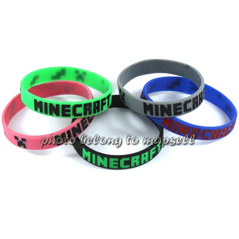 5pcs 5Colors Hot Minecraft Creeper Gamer Silicone Wristband Bracelet 