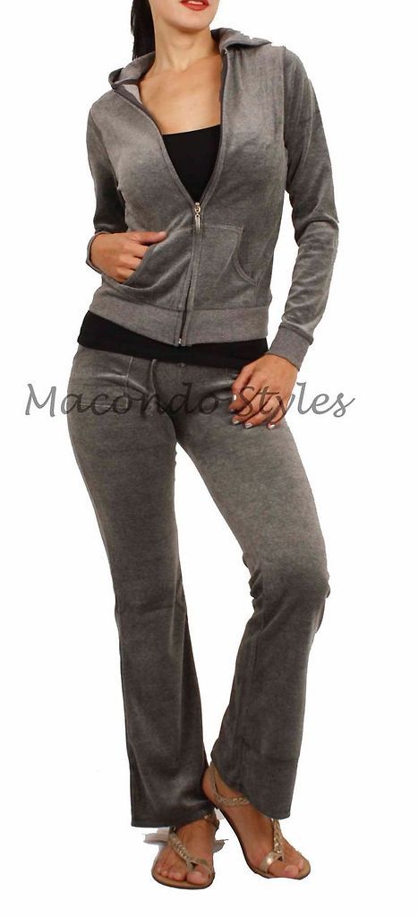 Sexy Velour Hoodie Track Suit Sport Celeb Outfit Woman Jacket Pants 