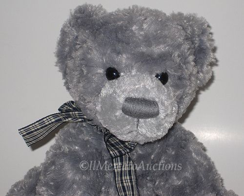 Plush Grey Russ Ashby Teddy Bear Stuffed Animal Childs Cuddle Toy Bow 