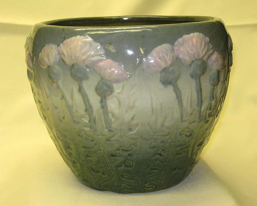 Antique Weller American Art Pottery *Thistle* Arts & Crafts Jardiniere 