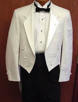 Boys White Halloween Costume Dance Tuxedo Tailcoat Dracula Zombie 