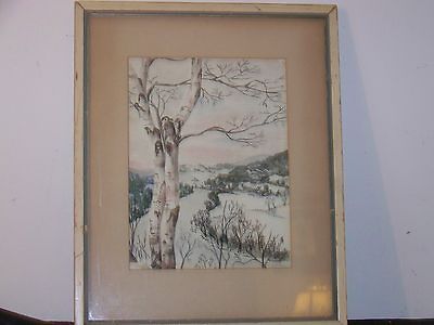   Pratt *(1855 1936) Winter Scene Water Color by Renown Listed Artist