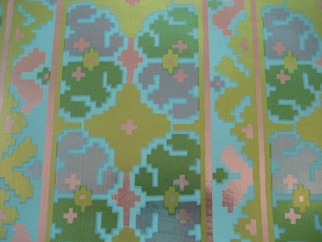 METRE GENUINE VINTAGE RETRO VINYL OR WALLPAPER SUPER RARE 1960s BLUE 