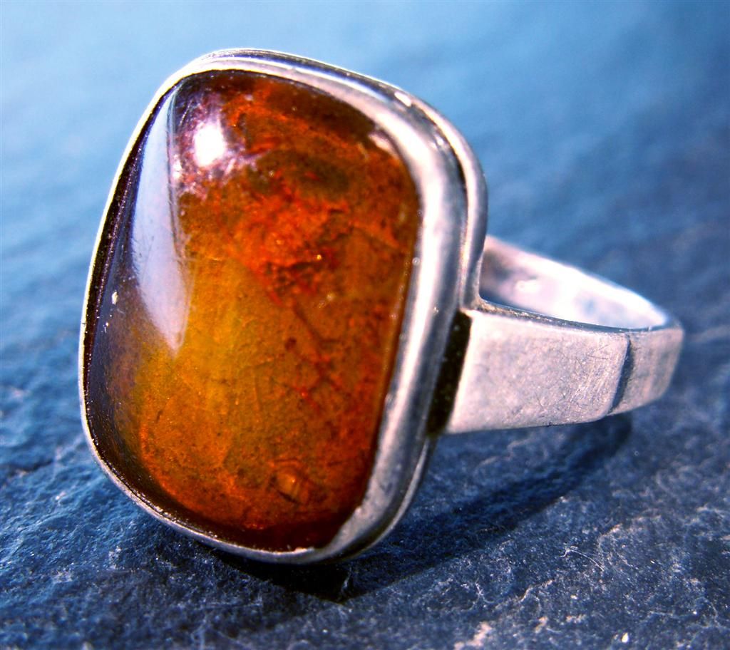 Eleganter Bernstein Ring 835 Silber Elegant Amber Silver Ring RW 51 52 