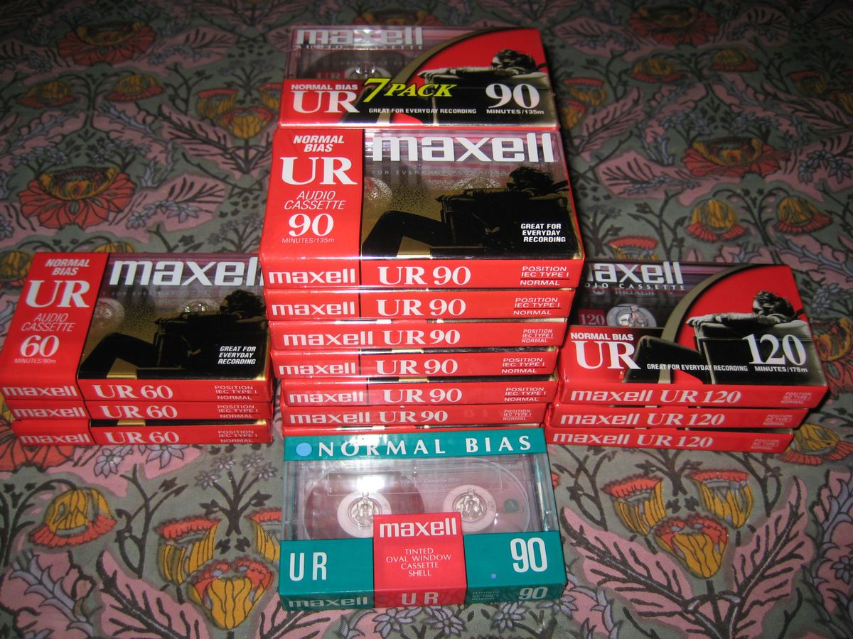   27 NOS BLANK AUDIO CASSETTE TAPE MAXELL UR 60 90 120 Type I NEW SEALED