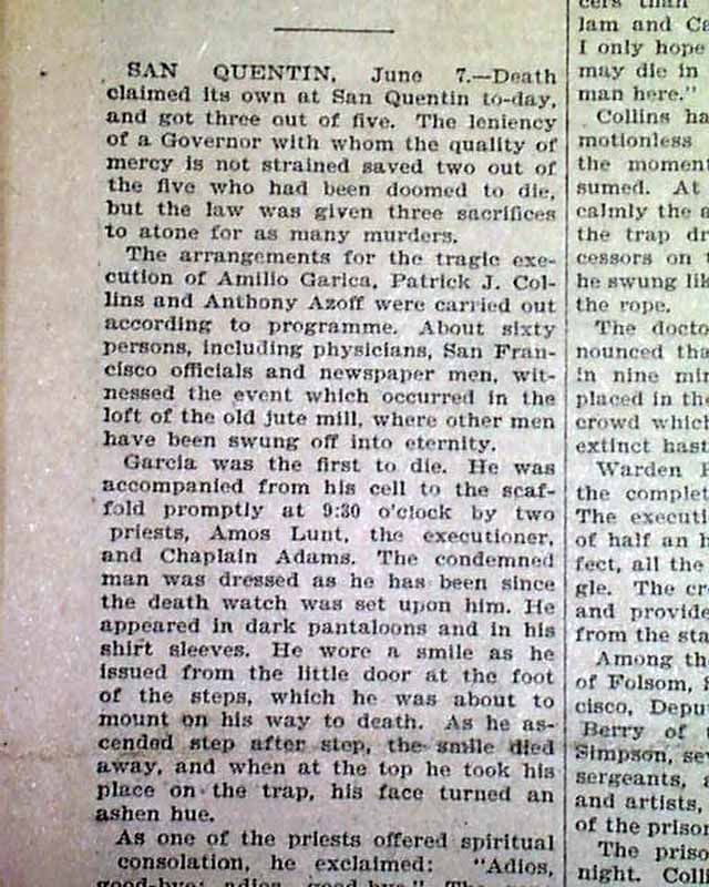 San Qunetin State Prison Executions Hangings Gallows Murderers 1895 