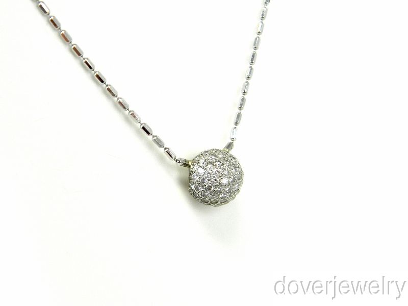 Estate 0.75ct Diamond 14K Gold Ball Pendant Necklace NR