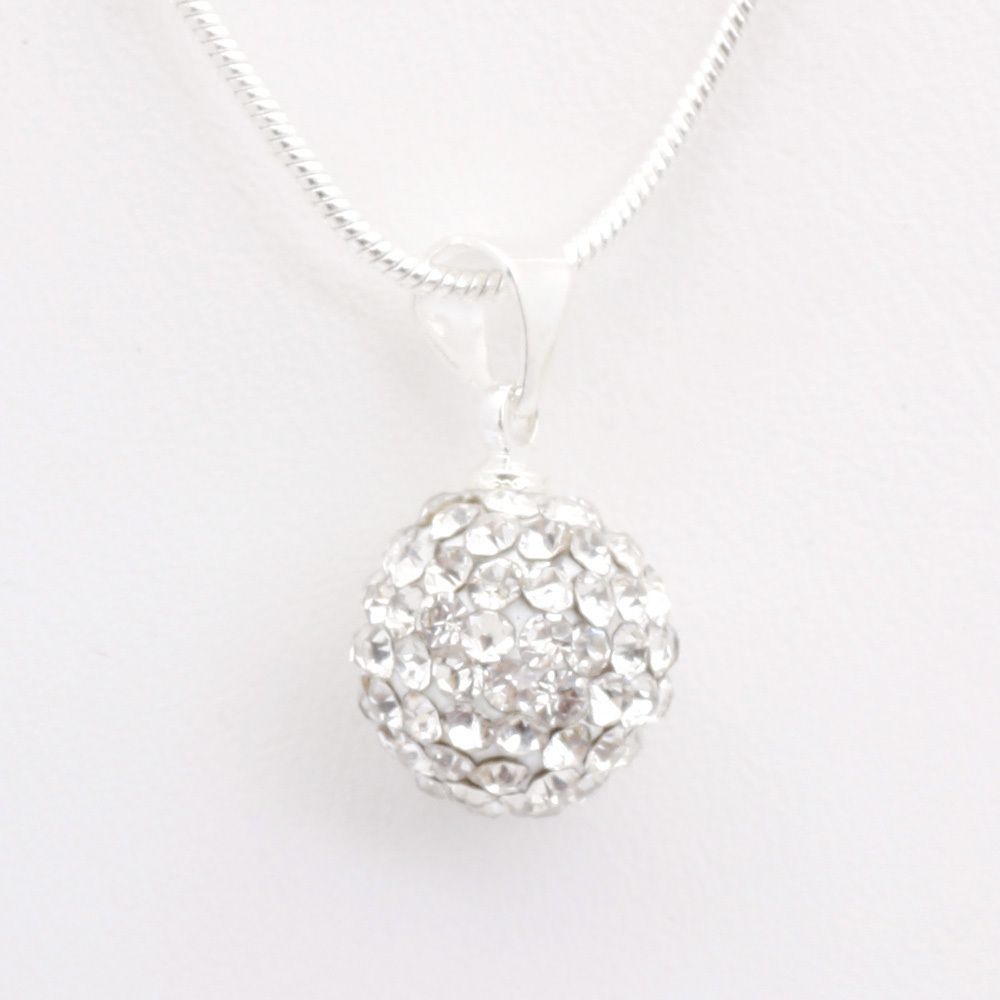 Clear Swarovski Crystal Ball Pendant Silver Necklace 59