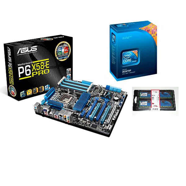 Intel Core i7 Processor i7 960 Asus P6X58 E Pro Motherboard 8GB Combo 