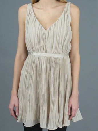 BB Dakota Pleated Sabrina Party Dress in Froth Beige