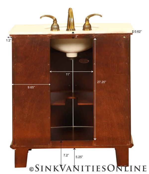 33 Teresa   Single Sink Bathroom Vanity Cabinet Marble Top 