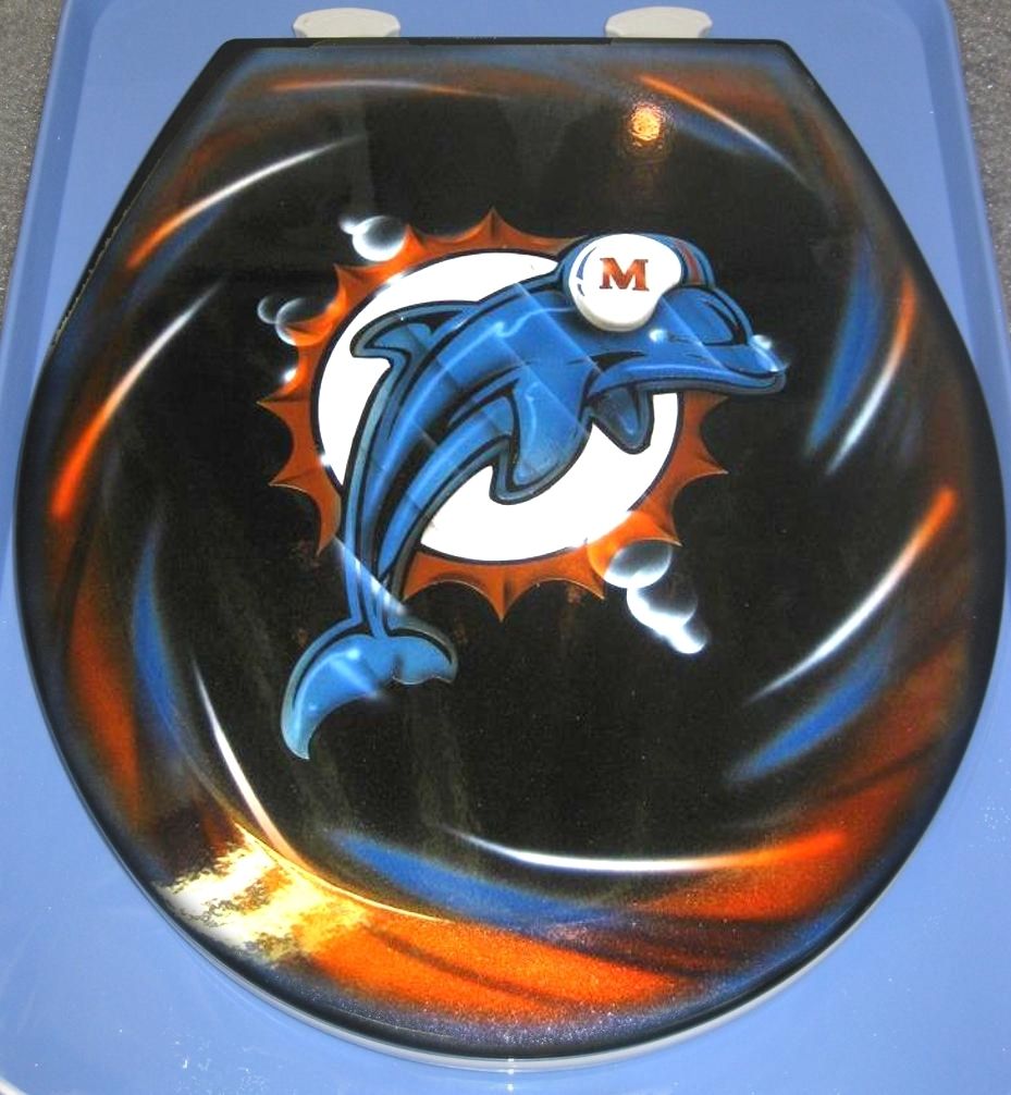    Dolphins Custom Toilet Seat Cut Metal Airbrushed Design Bathroom NFL