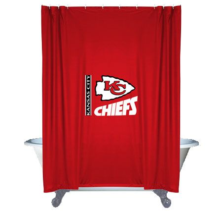 New NFL Kansas City Chiefs Decorative Shower Curtain Football Bathroom 