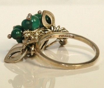 Vintage Barse 925 Sterling Silver Green Floral Jade Ring Size 10 12042 