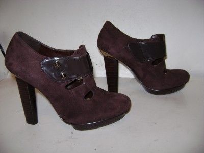 BCBGirls Koala Oakbrown Suede Patent Shootie 4 Heel Shoe 9 B 39 