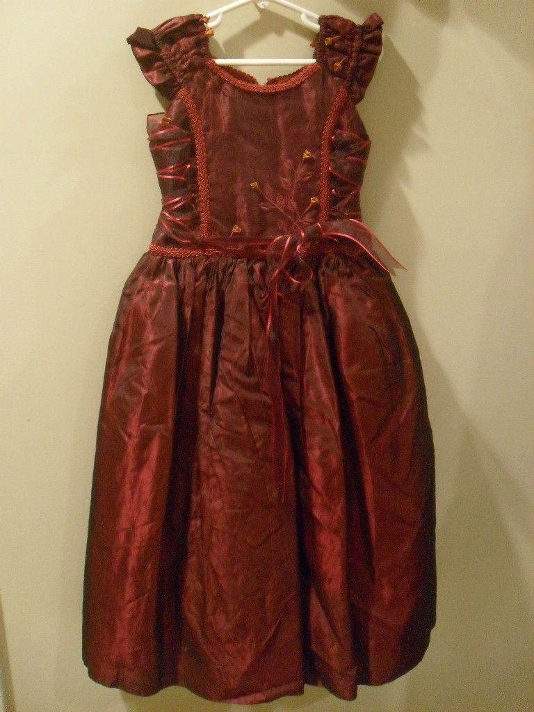 WANDA BEAUCHAMP COUTURE SILK BURGUNDY DRESS SZ 5