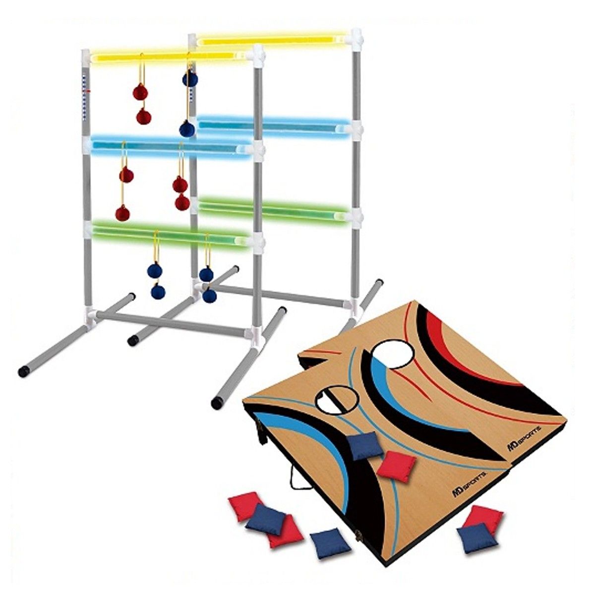 MD Sports Lighted Ladder Toss Bean Bag Toss 2 in 1 Cornhole