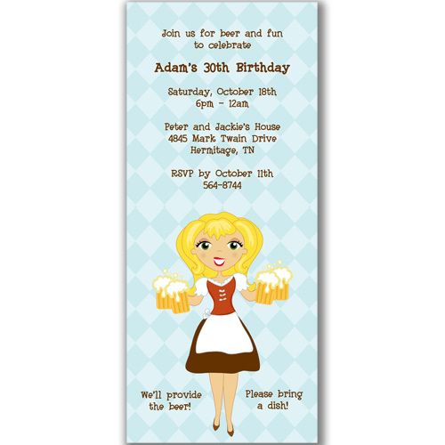 Beer Girl Invitations Birthday Party Adult Keg Drinks