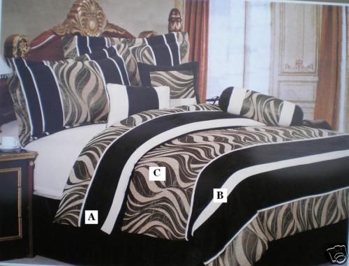 Black Brown Beige Micro Suede N Chenille Comforter