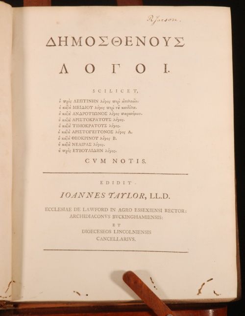 1748 Demosthenous Logoi Demosthenes John Taylor