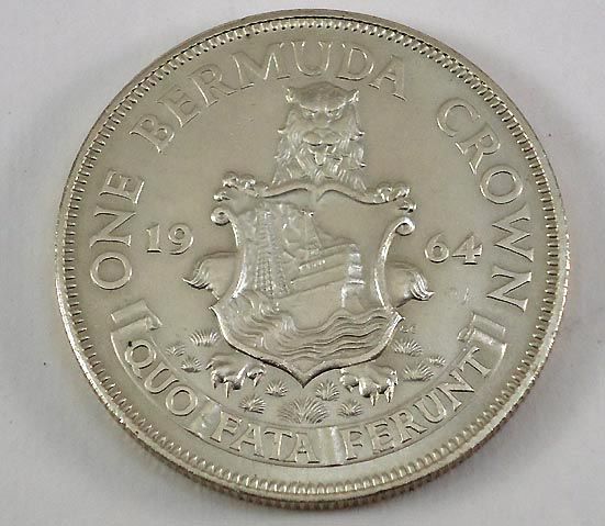 Bermuda Silver Crown Coin 1964 Elizabeth II Excellent UNC