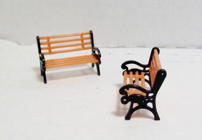    MODEL RR SCENERY 148 BURNT ORANGE & BLACK PARK BENCHES 5 PCS TOTAL