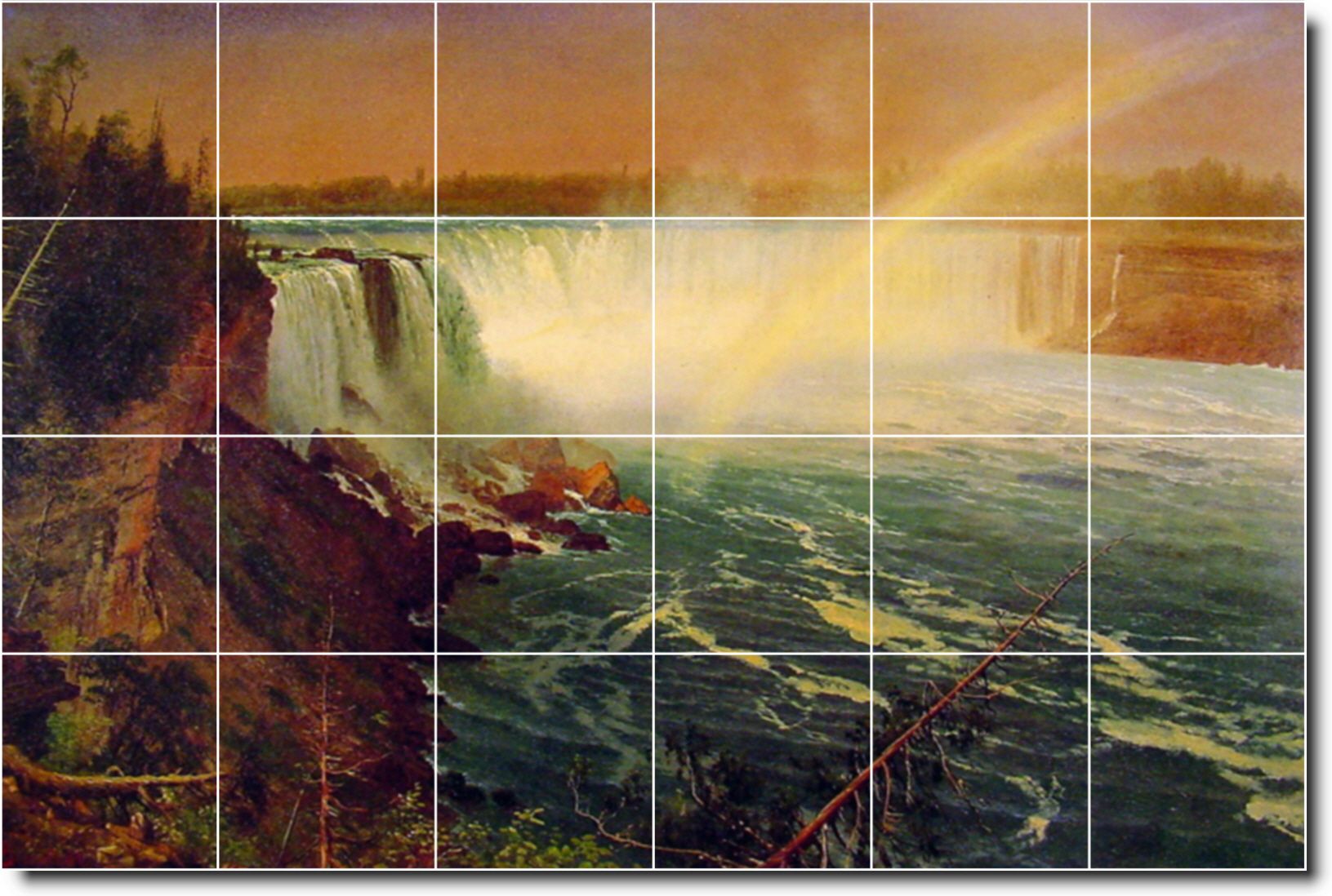 niagra by albert bierstadt 24x36 inch ceramic tile mural using 24 6x6 