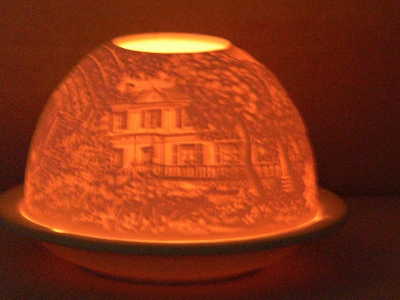 Bernardaud Limoges Monets Garden Bisque Lithophane Votive 