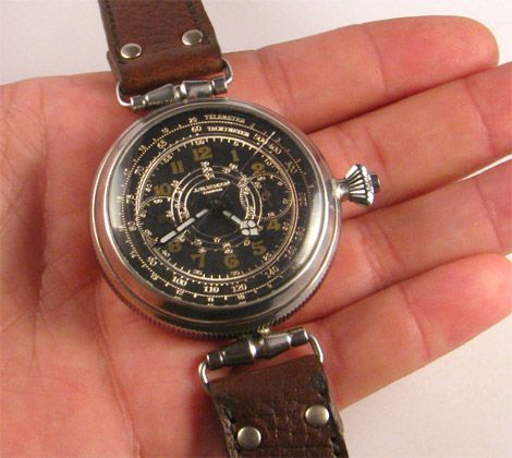 Benson Military Huge Vintage Wrist English Chronograph of WW1 Era 