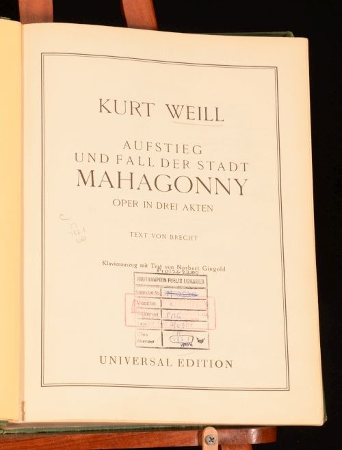   Aufstieg Und Fall Der Stadt Mahagonny Kurt Weill Bertolt Brecht