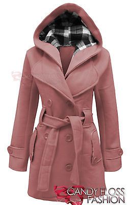 NEW LADIES HOODED BELTED FLEECE JACKET WOMENS COAT TOP SIZES 8 10 12 