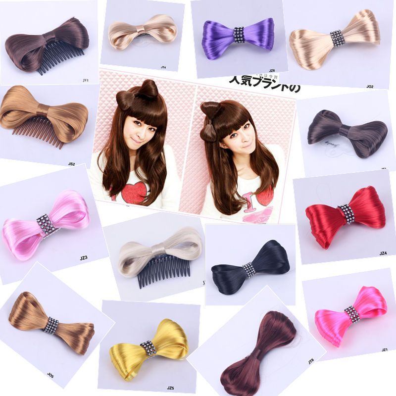 1X Korean HOT SALE Girls Hair Comb Bow Clip Extensions Tie Hairpin 