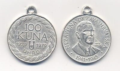   / 100 Kuna NDH * USTASHAS LEADER ANTE PAVELIC 1979 COMMEM. MEDAL